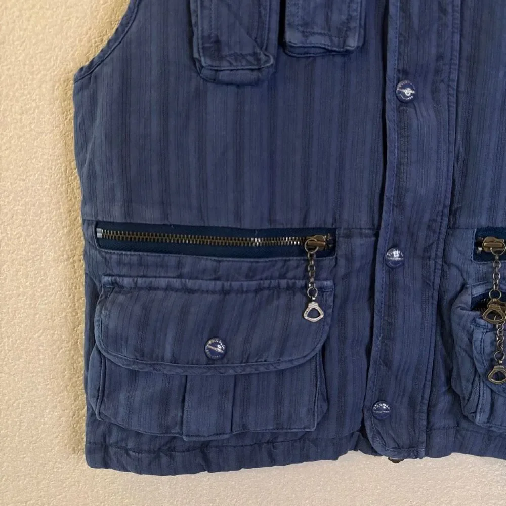 Polo Ralph Lauren Utility Vest Womens Small Blue Silk Cotton Gorpcore Military